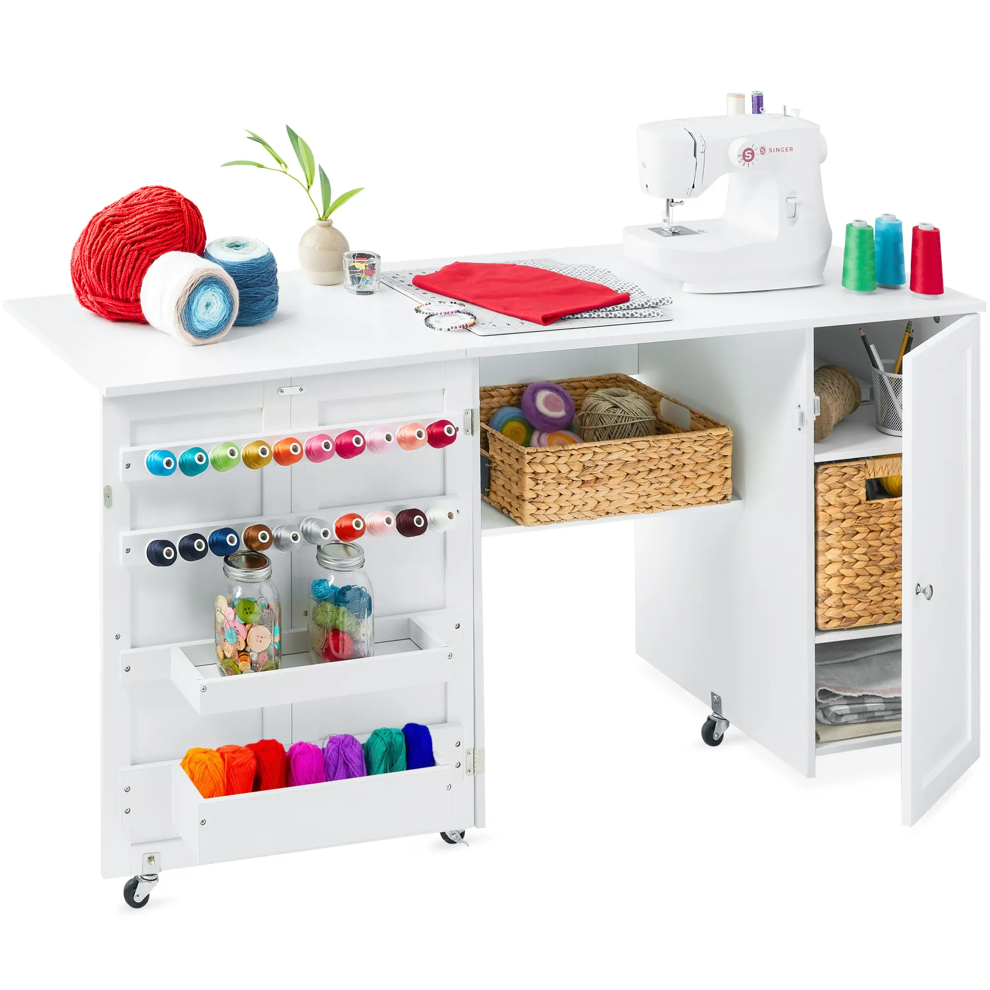 Best Choice Products Large Portable Multipurpose Folding Sewing Table w/ Magnetic Doors, Craft Storage Best Choice Products Large Portable Multipurpose Folding Sewing Table w/ Magnetic Doors, Craft Storage