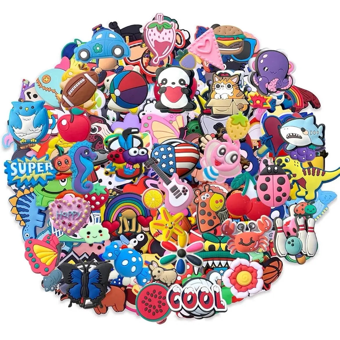50 Croc Shoe Accessories for Shoe Decoration - Random Charms for Personalizing Your Crocs - Comfort, Bedroom