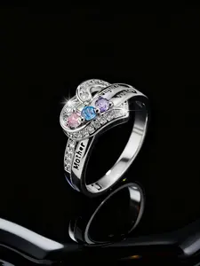 Women's S925 Silver Ring with Three Gemstone Designs, Ideal Gift for Mother Girlfriend Sister, Daily Wear Jewelry Accessory