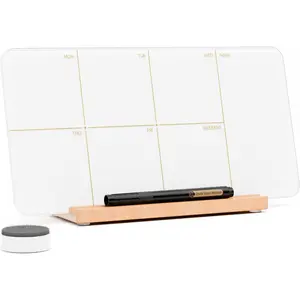 Desktop Glass Weekly Planner Whiteboard with Detachable  Stand,Small Portable Dry Erase Calendar  White Board 12x6 for Office, , Schools, Marker&Eraser Included,