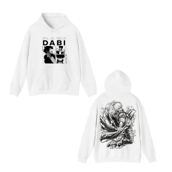 My Hero Academia Dabi Hoodie – White Anime Pullover with Villain Blueflame Art | Unisex MHA Streetwear Design Graphic T-Shirt, Hoodie & Sweater