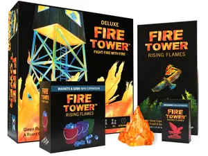 Fire Tower Board Game + Super Deluxe Rising Flames Expansion Bundle from Runaway Parade (Includes Two Mini expansions!) - Fight fire with fire in this award-winning, fast paced and competitive game board game strategy board