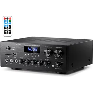 Stereo Receivers with  5.0, 2.0  Power Audio Amplifier Stereo System w/USB, SD, AUX, RCA, MIC in w/Echo, LED for Karaoke,  Theater Speakers, 400W , 25Wx 2 RMS- MAMP1