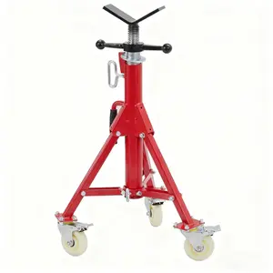 [TOP RATED - FLASH SALE] Garvee Adjustable V-Head Pipe Jack Stand with Casters, 28-52 Inch Height, 2500 lb Capacity, Heavy Duty Carbon Steel, Foldable & Portable, Corrosion-Resistant, Suitable for Various Applications
