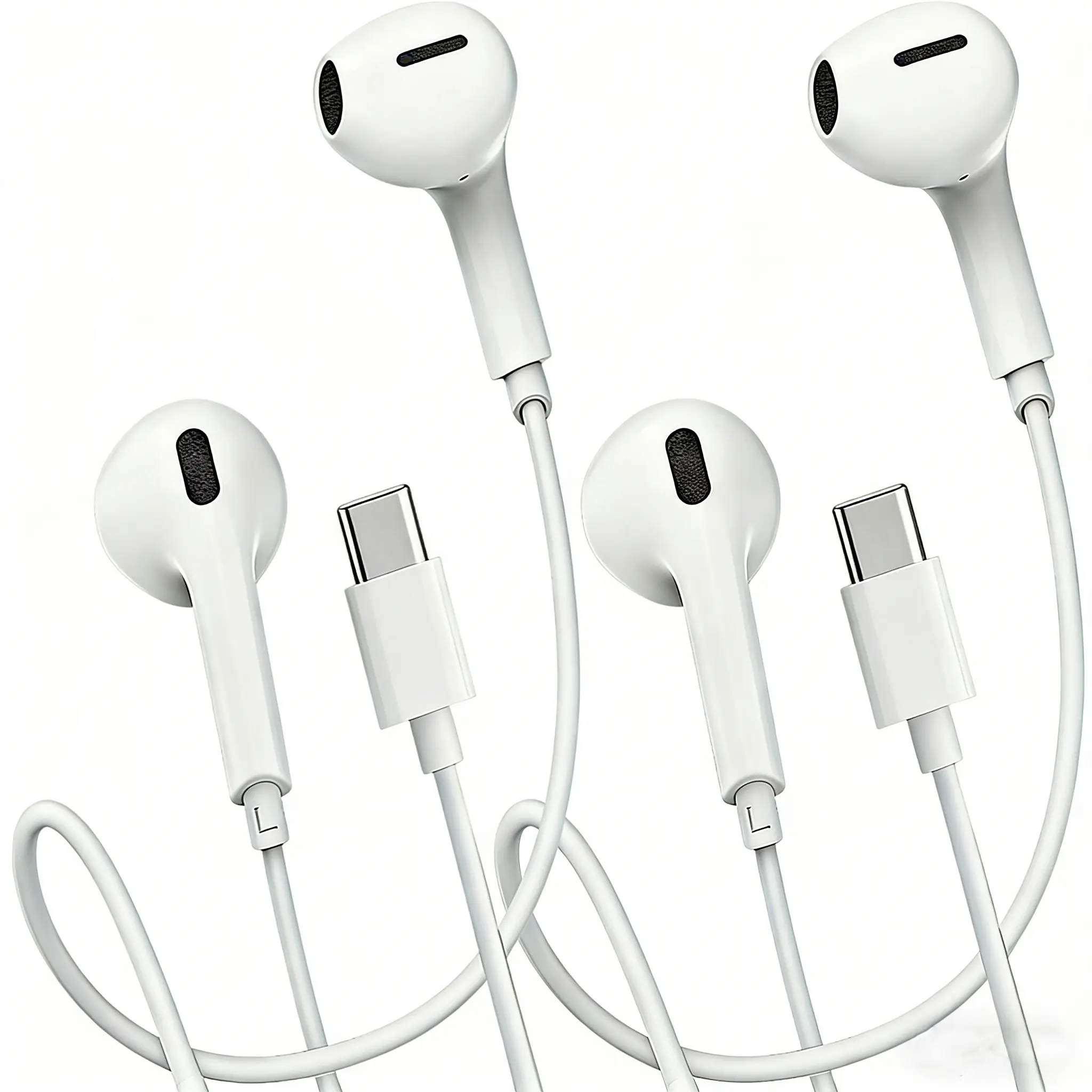 2-Pack USB Type C In Ear Earphones for iPad Pro and iPhone 15/16/17, HiFi Stereo Sound with Microphone and Volume Control, Perfect Quality for Music Enthusiasts, Earbuds