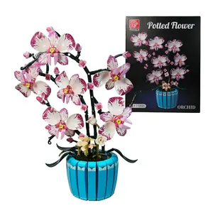 TYCOLE-Flowers Botanicals Pink Orchid Building Set - Artificial Flower Building Blocks for Adult Women, Indoor Plant Home Decor Bonsai Mother's Day Birthday Gift for Adults Kids Girls 8+ (779 PCS)Mother's Day gift summervibes