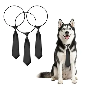 PETAXCELL Dog Collar Grooming Ties, Dog Neck Ties Bulk Pet Bow Collar Grooming Accessories (3pcs, Polyester, Black) for Medium Large Pet Daily Wearing Birthday Party Gift