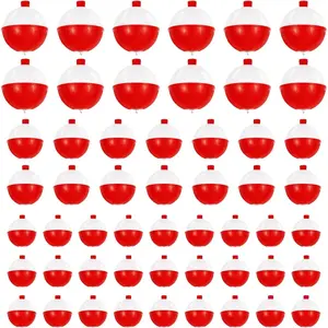 100 Pieces Fishing Floats, Hard ABS Fishing Bobbers, Red and White Bobbers, Round Buoy Floats with Button for Tackle Accessories (Size: 0.75/1/1.5 Inch)