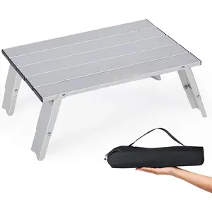 Ultralight Aluminum Mini Table, 66lbs/30kg Weight Capacity, Foldable Small Beach Table with Retractable Legs,Suitable for Picnic Camping Outdoor Hiking