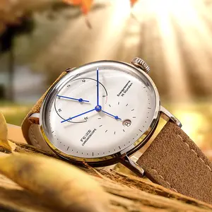 FEICE Automatic Mechanical Watch for Men | Ultra-Thin Curved Crystal Design |Luminous,Waterproof & Durable |Genuine Leather Strap | Elegant Business Dress Style trendy choice sport