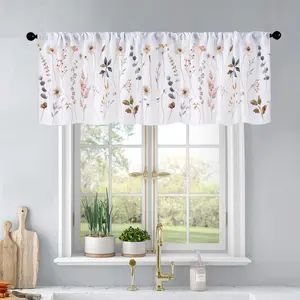 1Pc Minimalist floral watercolor painting printed kitchen curtains Window Curtain living room bedroom bathroom home decoration 54 * 18 inches