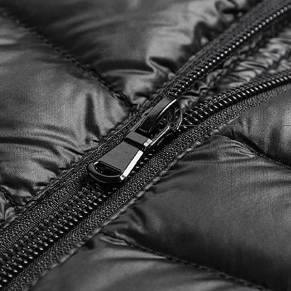 Men's Black Hooded Lightweight Cotton Jacket - Zip-Up Casual Warm Coat