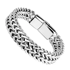 Stainless steel woven double-row front and back fish scale alloy magnetic clasp bracelet, with dragon bone decoration, new model