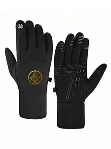 1pc with  FreemasonryGolden Masonic Emblem Masonic Ordermal Event Sophis winter gloves Winter Thermal Gloves Touch Screen Soft Touch Cold Weather unisex sports gloves Fashion holiday gifts Modern