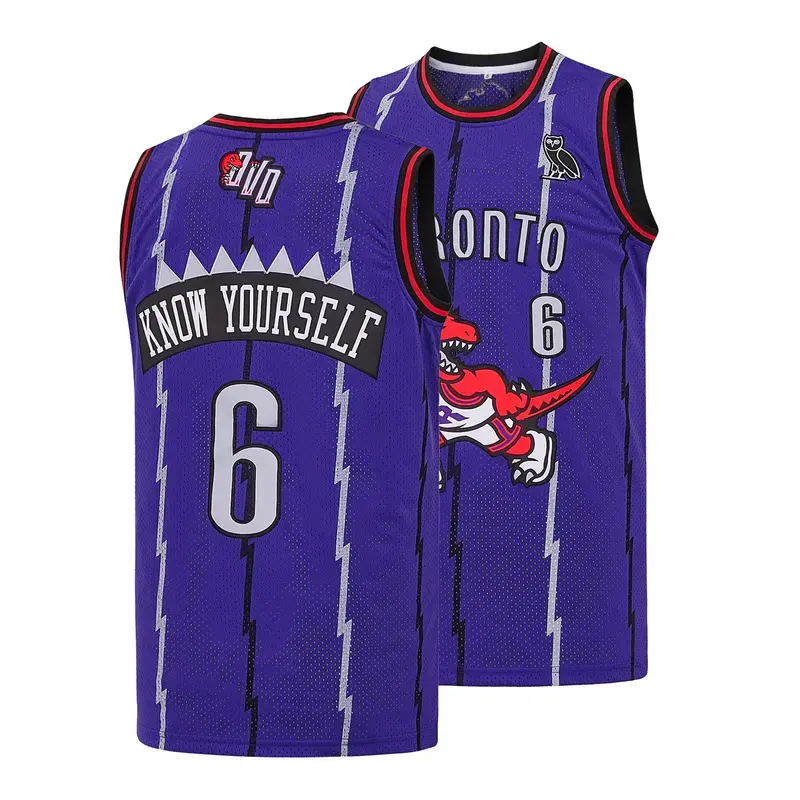 Men's Purple Vintage Basketball Jersey #6 – Lightning Graphic Dinosaur Mesh Tank Top, Embroidered Hip Hop Streetwear Sleeveless Sports Shirt