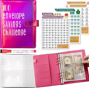100 Envelope Money Savings Challenge Binder, to save up to  $5,050 $10,000 and $500 in 100 days, 52 weeks, and 30 days. A5 Money Savings Planner Cash Envelope Budget Binder.