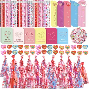 Easter Gift 30 Pack Valentines Day Gifts for Kids Classroom Valentines Stationery Set - Valentine Pencils Notepads Rulers Erasers Valentines Treat Bags Party Favors for Kids