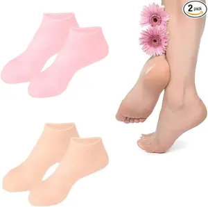 2 Pairs Silicone Socks for Dry Cracked Feet Women,Silicones Moisturizing Socks,Foot Spa Pedicure Silicone Socks for Repairing Dry Feet,Cracked Heels and Softening Rough Skin(Fits Up to Size 11)