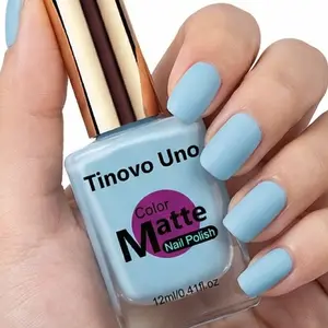 Tinovo Uno 12ml sheer milky mist blue nail polish with a soft, velvety matte finish that exudes sophistication. It makes your hands look fair and youthful, perfect for vacations and students, Nail Art Polish High Quality Polish