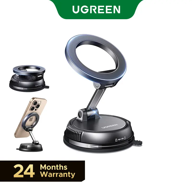 UGREEN Vacuum Magnetic Car Phone Holder,Car Phone Mount, 360° Adjustable for MagSafe Car Holder Foldable Suction Phone Mount for Car, for Garmin GPS/Mirror/Smooth Surface, for iPhone 17 16 Pro Max 15, and Android,tiktokshopmemorialday