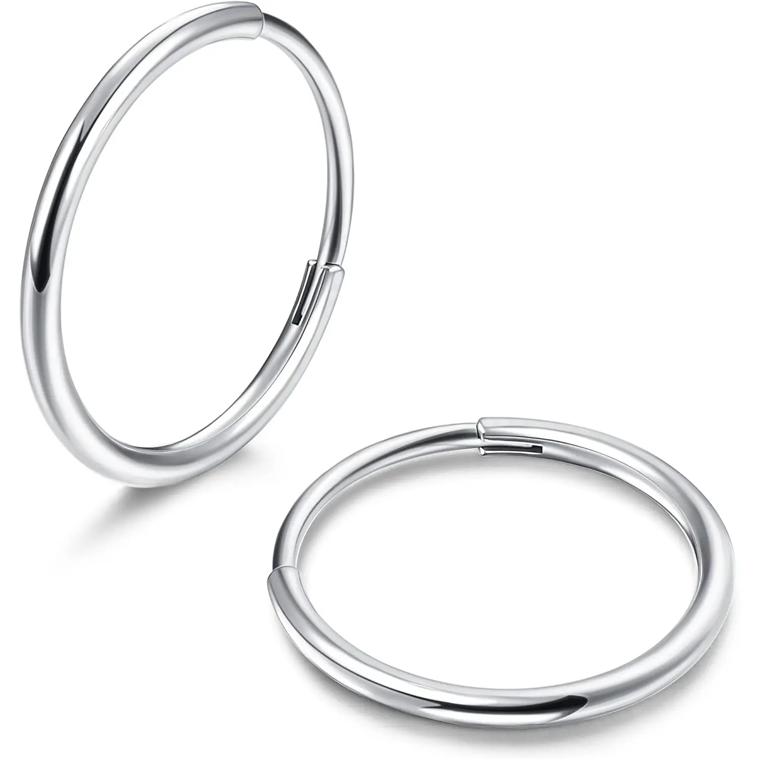 Milacolato G23 Titanium High Quality Circle Hoop Shape Earrings, Unisex Hypoallergenic Huggie Hoops, Lightweight Small Hinged Sleeper Earrings for Men's Cartilage Helix Piercings, High Quality Earrings, Titanium Circle Earrings