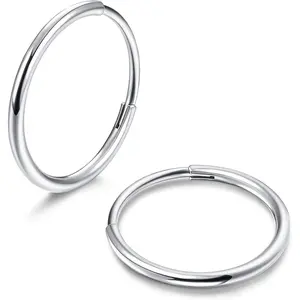 Milacolato G23 Titanium Hoop Earrings for Women Men Hypoallergenic Hinged Huggie Hoop Earrings Cartilage Helix Sleeper Lightweight Small Hoop Earring