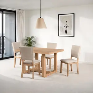 Sauro Dining Table with Upholstered Side Chairs & Trestle Base By FOA