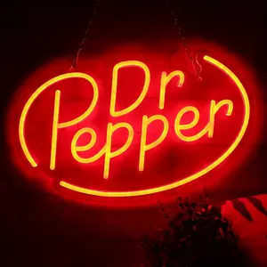 Dr Pepper Neon Sign, Suitable for Wall Decoration; LED Neon Sign for Bedrooms, Also Ideal for Beverage Shops, Men’s Exclusive Spaces, And as Christmas Gifts,Valentine's Day Decor. Dimensions: 16*10 inches (Red).