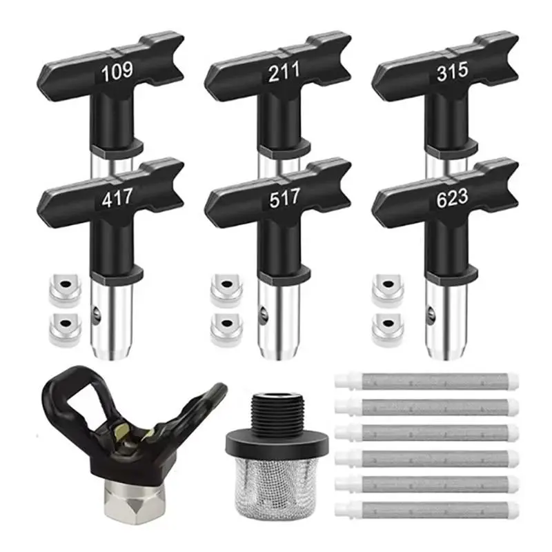 14 Pieces Airless Paint Sprayer Tips Set,Reversible Nozzle Tips ,Filter, Inlet Strainer and Nozzle Tip Guards