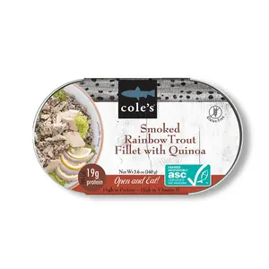 Cole’s Seafood Smoked Rainbow Trout Fillet with Quinoa for Healthy On-the-Go Meals Open & Eat Seafood Meal ASC-Certified, High Protein & Ready-to-Eat