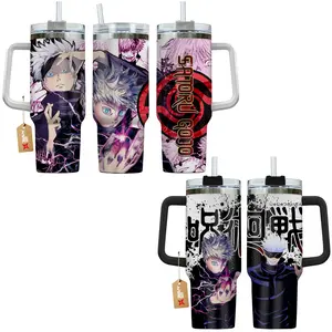Gojo Satoru Jujutsu Kaisen JJK Anime Manga 40oz Tumbler Stainless Steel with Straw, Lid and Handle - Double Wall Insulated Flasks – Perfect Gift for Fans Bottles