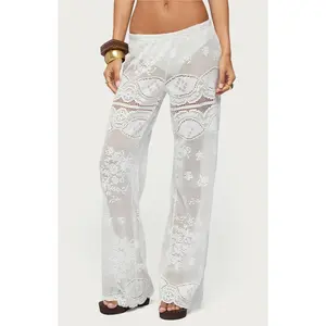 Edikted Women's Milaya Sheer Crochet Straight Leg Pants