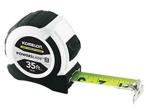 212 MAIN ABS Plastic Measuring Tape, Komelon USA 416-52435 35 ft Powerblade II Wide Blade Tool - Small Size, White & Black