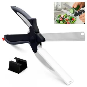 Two-In-One Kitchen Food Scissors, Stainless Steel Blade with Safety Lock, 9.6 Inch Multi-Functional Fruit Vegetable Meat Cutting Knife