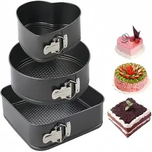 Cake Pan Set, 3 Counts/set Detachable Round & Square Cheese Cake Pan with Removable Bottom, Household Baking Pan for Cake, Cookie, Pastry, Baking Supplies