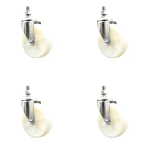 Nylon Swivel Stem Caster Set of 4 with 5 Inch Caster Wheels - 10mm Metric Threaded Stems - 316 Stainless Steel Casters - Includes 4 Swivel Casters - Service Caster Brand