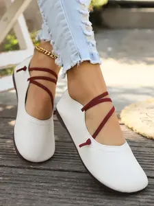 Women's Fashionable Plain Color Ankle Strap Flat Shoes, Casual Comfortable Breathable Round Toe Shoes for Daily Wear, Lightweight Breathable Shoes for All Seasons, Girl