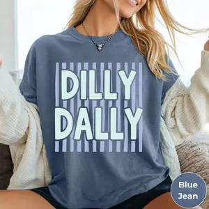 Comfort Colors Spring Stripes T-Shirt - Preppy Women's Tee, Dilly Daily Summer Shirt, Gift for Love, Trendy Casual Shirt for Her