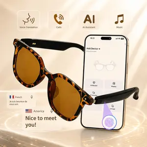 Smart Bluetooth Glasses, AI Translation 100+ Languages, Smart Audio Glasses, Open-Ear Music & Calls, Touch Control, UV Protection, Hands-Free, Outdoor,Driving,Travel,Gift