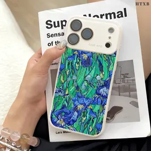 Artistic Oil Painting Plant Case for iPhone 17 Pro Max 17Air 17 16E 16 15 14 13 12, Ultra Skin-Friendly TPU, All-Inclusive Glass Lens Protection, Aesthetic Botanical Floral Gift, Trendy Dopamine Ins Style Cover, Shockproof Slim Case, Lens Window