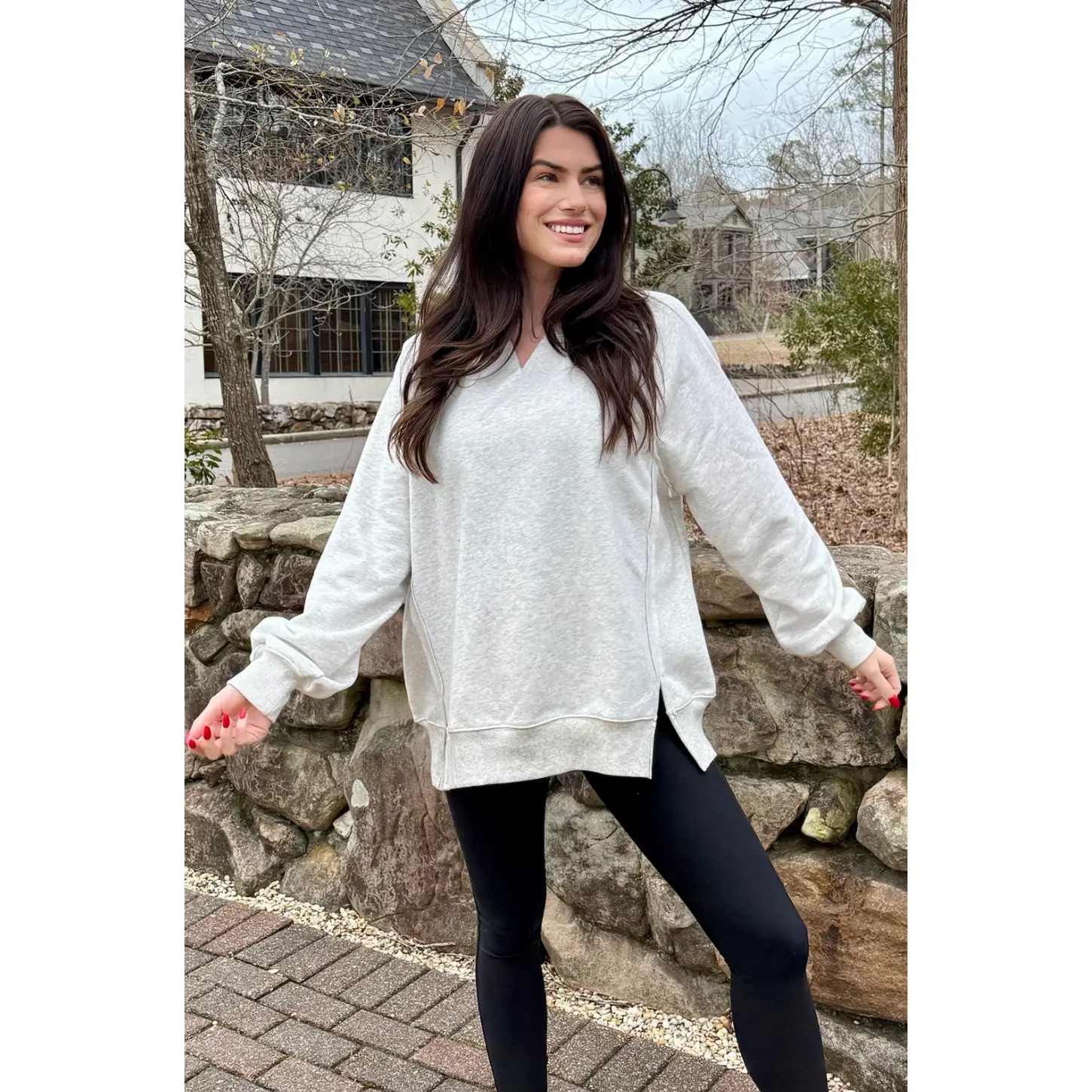 SUPER Oversized Nursing Crewneck Sweatshirt - Light Gray
