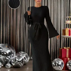 Elegant Chic Wedding Guest Long Sleeves Dress, Tight-Fitting Minimalist Style, Moderate Fabric Thickness, Perfect for Spring & Fall Events