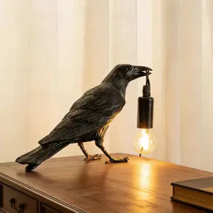 Crow LED Table Lamp, Moonlight Glowing Ball, 3D Sculpture, Dark Academy Style, Mystery Home Decor, Christmas Cage Light