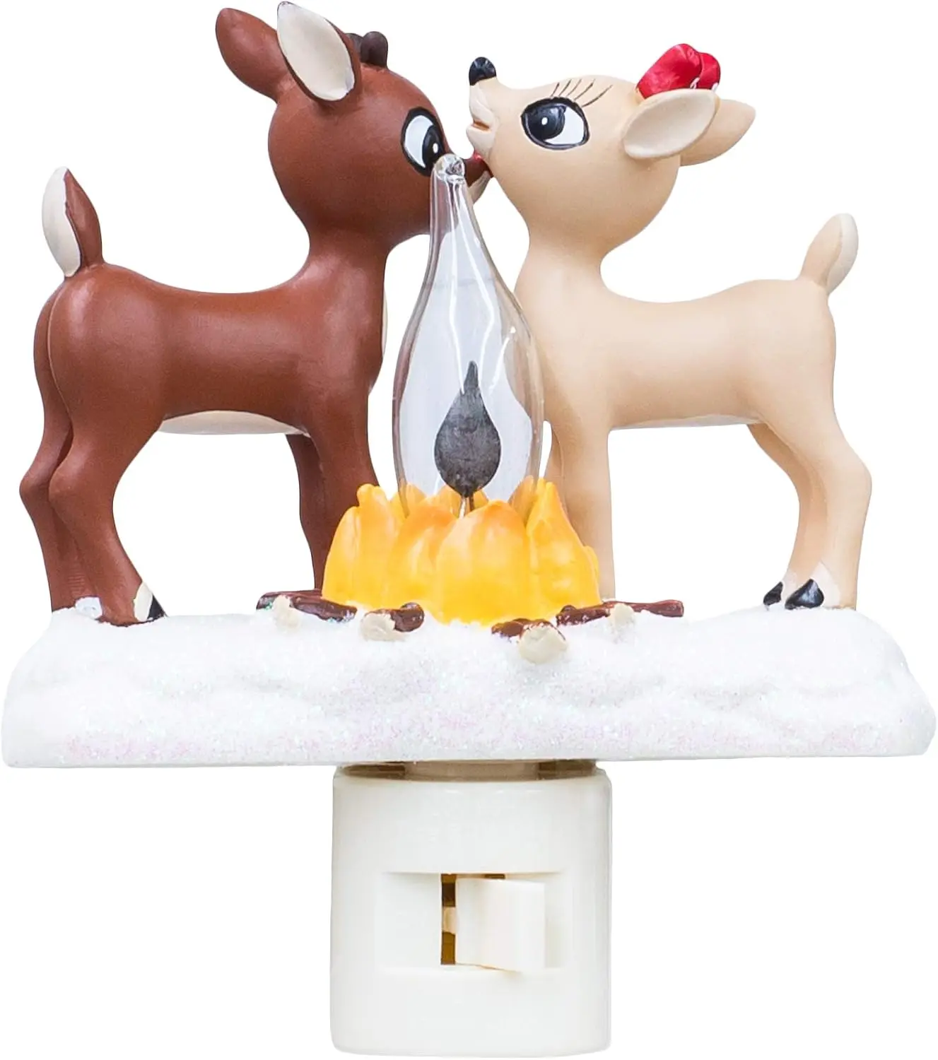 Rudolph Red-Nosed Reindeer Plain Night Light with Flame Flickers, 5.25 in Christmas Party Festive Decor for Home Supplies
