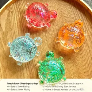 Sensory Stress Relief Toys, Glittering Squishy Turtle, Candy Ball Stress Reliever, Sticky Calm Toy, Soft Gummy, Party Snack, Gift Box Filler, Glittery Squishies