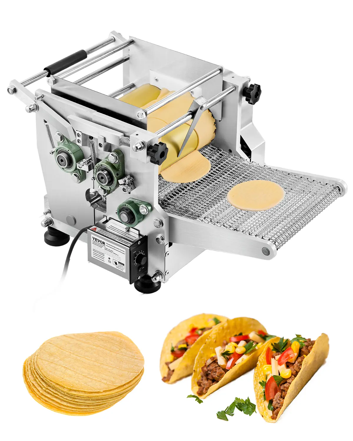 VEVOR Electric Tortilla Maker, 5.5 Inch Diameter Automatic Corn Tortilla Making Machine with Non-Stick Coating, Electric Chapatti Machine Suitable for Produce Sopes Gorditas Roti Pita Tortilla Pizza