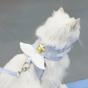 Angel Wing Vest Cat Dog Harness Necklace Leash Collar Pet Items Accessories Kawaii Harness For Dogs Cats Personalized Supplies