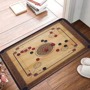 1PC Bath Mat Traditional Carrom Board With Ornate Canvas Print Doormat Kitchen Carpet Entrance Door Rug Home Decor