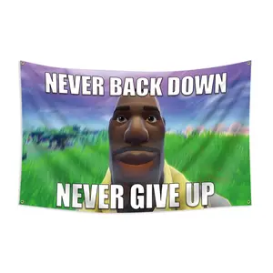 1pc, Never Back Down Flag Banner, 2x3ft (60*90cm) /3x5ft (90*150cm), 4 Grommets, Single-Sided Printing, for Indoor, Outdoor, Home, Room, Man Cave, Activities, Party, Decor