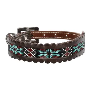 Fusion Beaded Leather Dog Collar